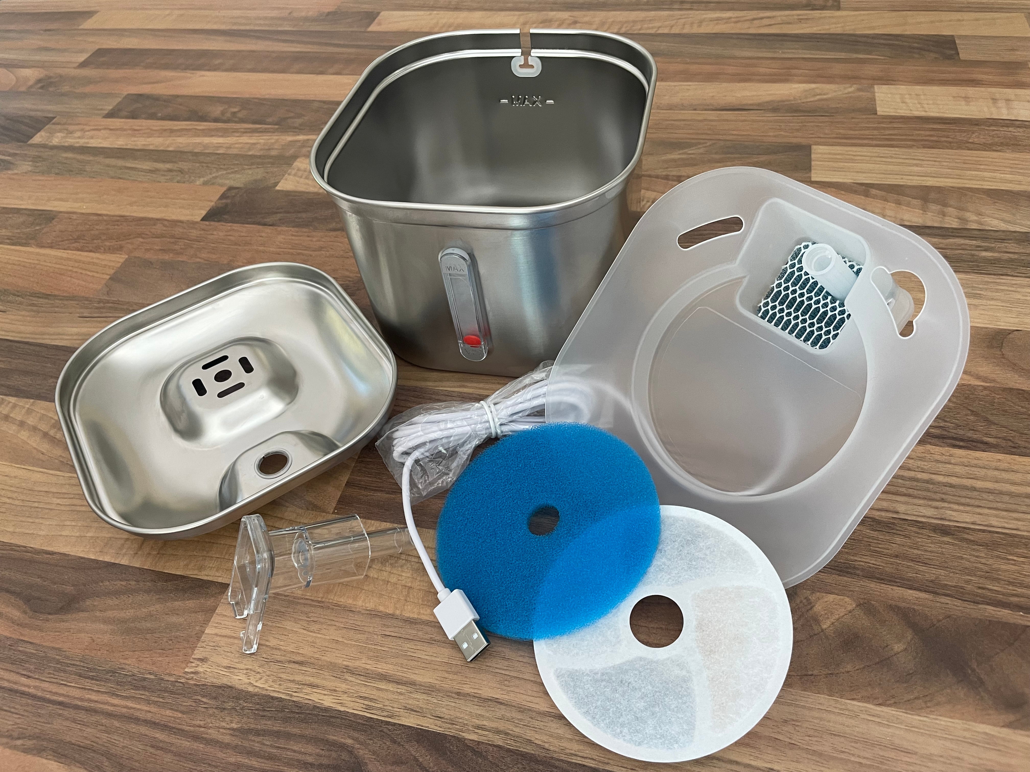 Automatischer Katzenbrunnen aus Edelstahl mit 2,2 Liter Kapazität